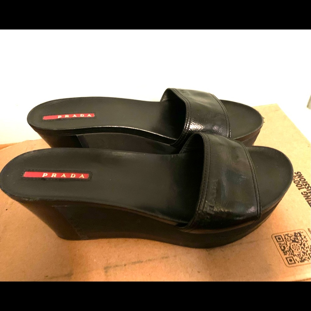 Prada wedge size 8- Black.